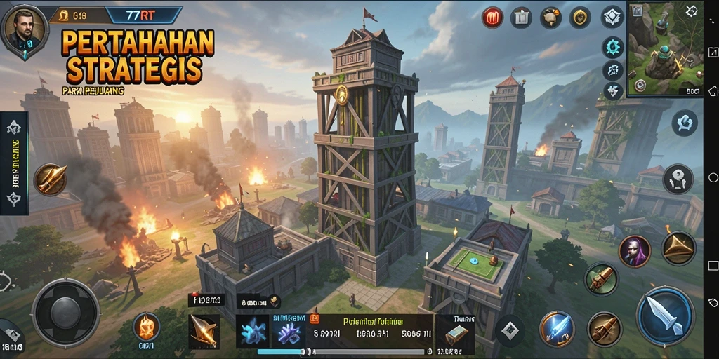 Tangkapan layar gameplay 77RT menunjukkan aksi strategis menara pertahanan.