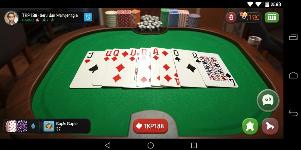 Tangkapan layar gameplay TKP188 yang menampilkan suasana Gaple yang seru.